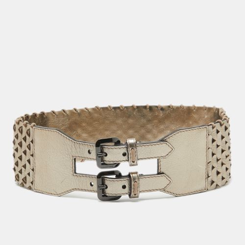 Burberry Metallic Woven Leather Double Buckle Waist Belt 80 CM - Burberry - Modalova