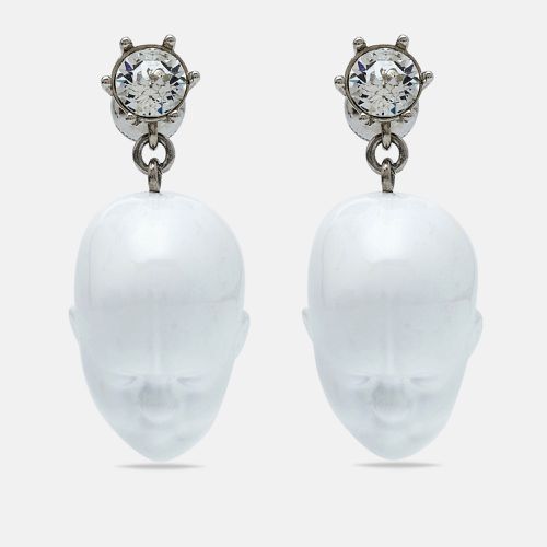 Burberry Crystal And Doll's Head Silver Tone Earrings - Burberry - Modalova