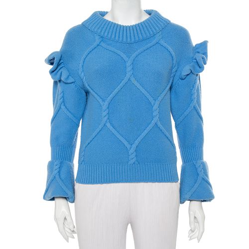 Burberry Blue Wool & Cashmere Ruffle Detail Sweater XS - Burberry - Modalova