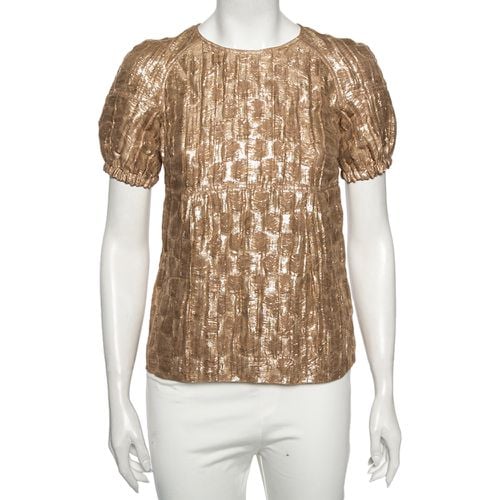 Burberry Metallic Silk Puffed Sleeve Detail Blouse S - Burberry - Modalova