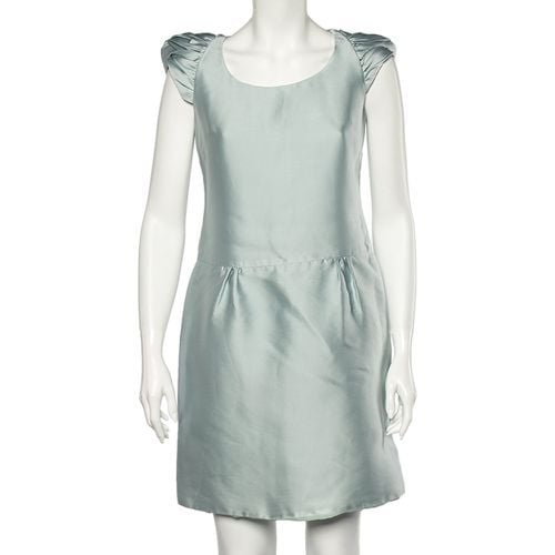 Burberry Prorsum Light Blue Sateen Gathered Detailed Short Dress M - Burberry Prorsum - Modalova