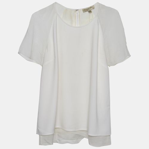 Burberry White Crepe Short Sleeve Top M - Burberry - Modalova