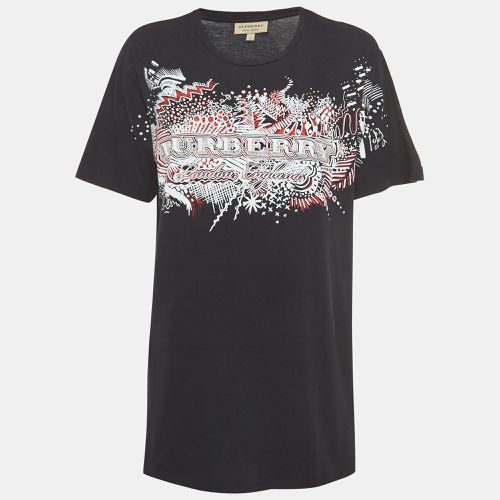 Burberry Black Logo Doddle Print Cotton Crew Neck T-Shirt M - Burberry - Modalova