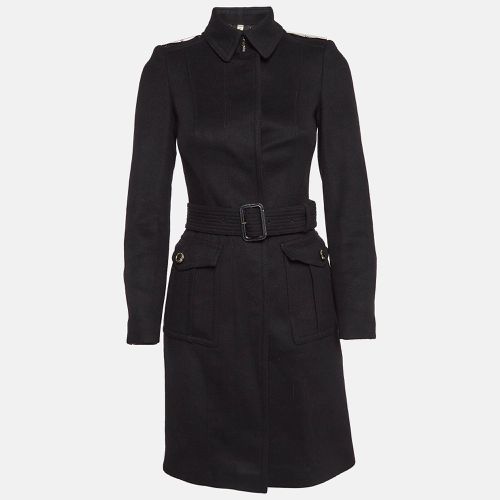 Burberry Black Wool Badge Detail Trench Coat XXS - Burberry - Modalova