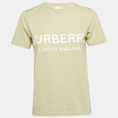 Burberry Sage Green Logo Print Jersey Crew Neck T-Shirt S - Burberry - Modalova