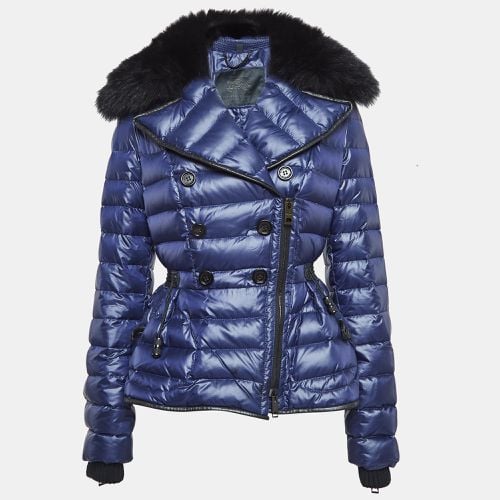 Burberry Navy Blue Synthetic Detachable Fox Fur Collar Quilted Jacket S - Burberry - Modalova