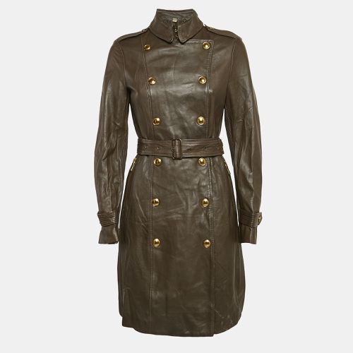 Leather Double Breasted Trench Coat S - Burberry - Modalova