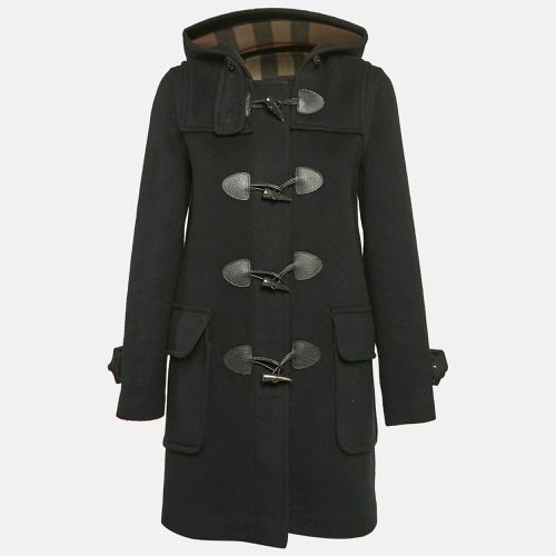 Burberry Black Wool Button Front Hooded Duffle Coat S - Burberry - Modalova