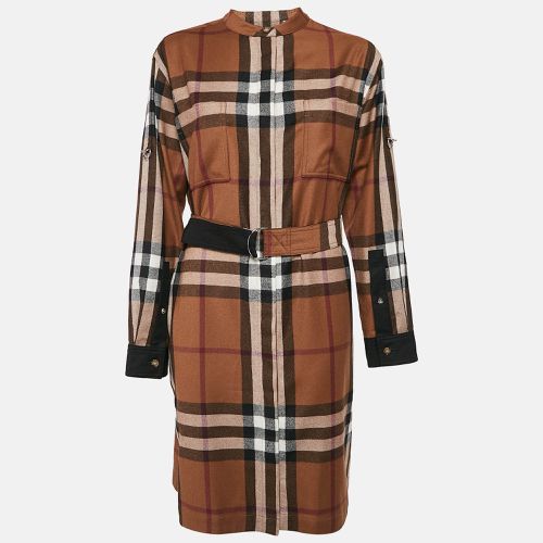 Burberry Brown Plaid Wool Belted Shirt Dress M - Burberry - Modalova