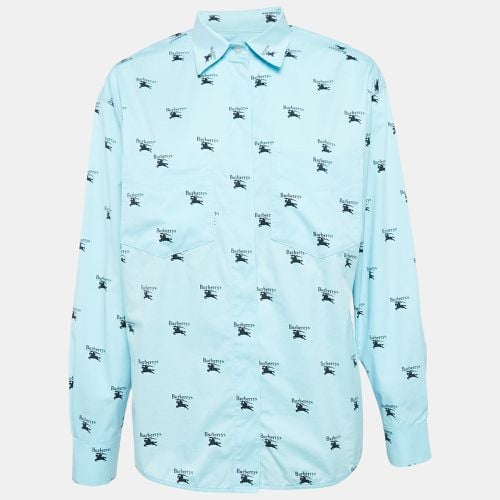 Burberry Blue Logo Print Cotton Oversized Shirt S - Burberry - Modalova