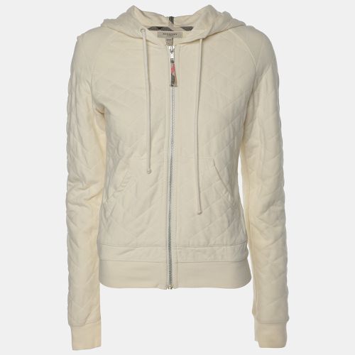 Burberry Cream Quilted Fabric Hooded Jacket XS - Burberry - Modalova