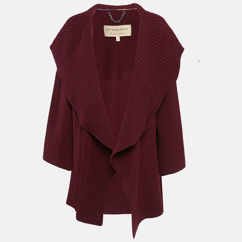 Burberry Burgundy Rib Knit Shawl Collar Cardigan XL - Burberry - Modalova