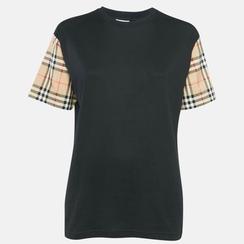 Burberry Black Cotton Vintage Checked Sleeve T-Shirt XXS - Burberry - Modalova