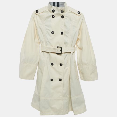 Burberry Cream Gabardine Cotton Pleated Trench Coat S - Burberry - Modalova