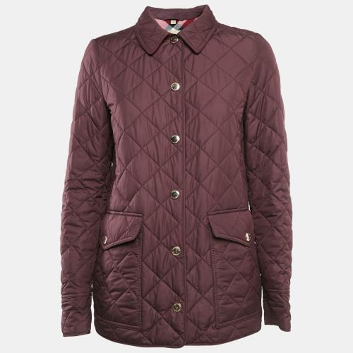 Burberry Burgundy Nylon Button Front Diamond Quilted Jacket S - Burberry - Modalova