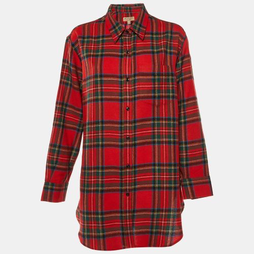 Plaid Check Wool Button Front Shirt L - Burberry - Modalova