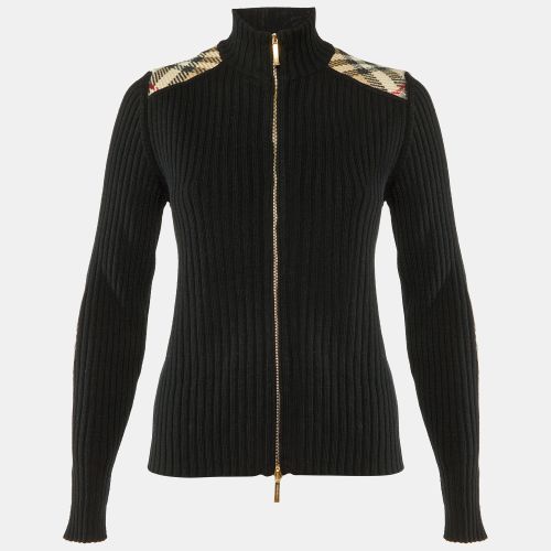 Rib Knit Zip Front Cardigan M - Burberry - Modalova
