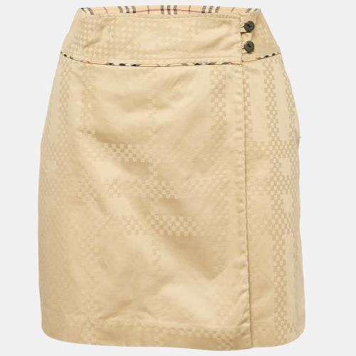 Burberry Beige Cotton Jacquard Mini Wrap Skirt L - Burberry - Modalova