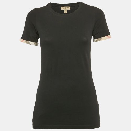 Burberry Black Stretch Cotton Cuffed Sleeve T-Shirt XS - Burberry - Modalova