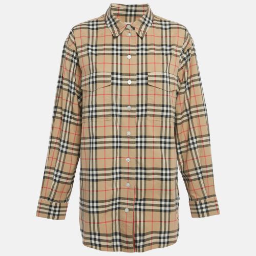 Burberry Beige Vintage Check Print Cotton Full Sleeve Shirt M - Burberry - Modalova