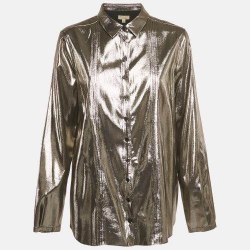 Burberry London Metallic Lamé Pleated Shirt L - Burberry - Modalova