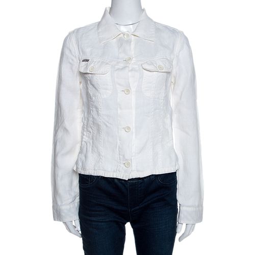 Burberry Off White Linen Pocket Detail Button Front Shirt S - Burberry - Modalova