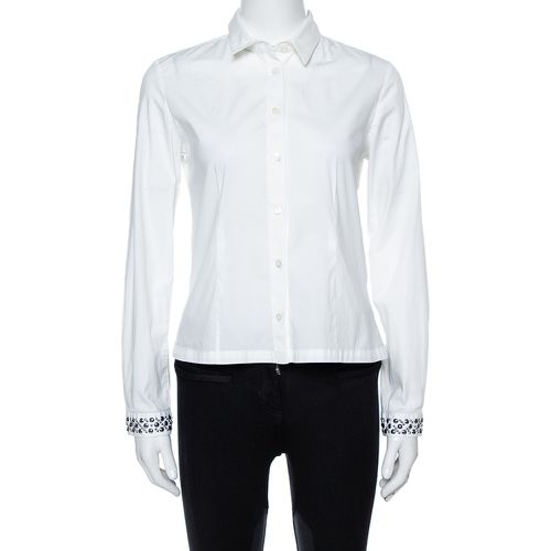 Burberry Brit White Cotton Studded Cuff Long Sleeve Shirt S - Burberry - Modalova