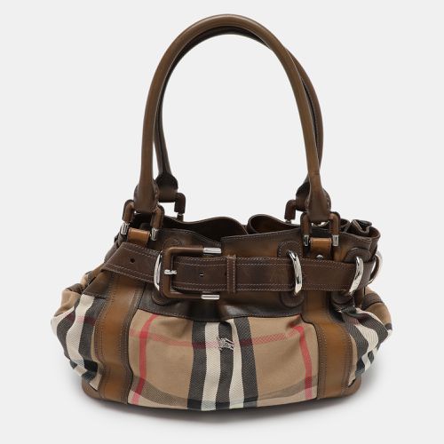 Burberry Brown House Check Canvas and Leather Beaton Tote - Burberry - Modalova