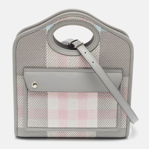 Burberry Grey/Pink Check Canvas and Leather Mini Pocket Bag - Burberry - Modalova