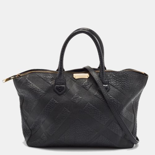 Burberry Black Check Embossed Leather Dewsbury Tote - Burberry - Modalova