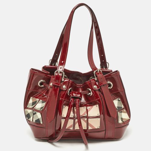 Nova Check Patent Leather Warrior Drawstring Tote - Burberry - Modalova