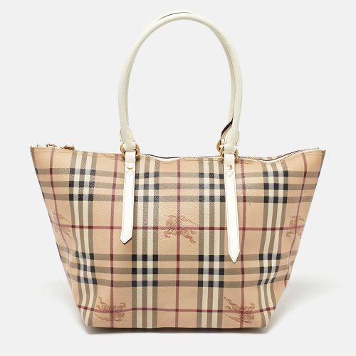 White Haymarket Check Coated Canvas and Patent Leather Salisbury Tote - Burberry - Modalova