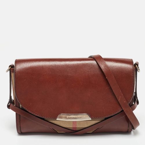 Burberry Brown/Beige Nova Check Canvas and Leather Abbott Shoulder Bag - Burberry - Modalova