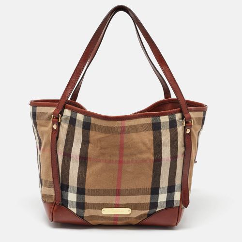 Burberry Brown/Beige House Check Canvas and Leather Canterbury Tote - Burberry - Modalova