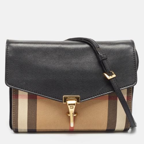 House Check Fabric and Leather Small Macken Crossbody Bag - Burberry - Modalova