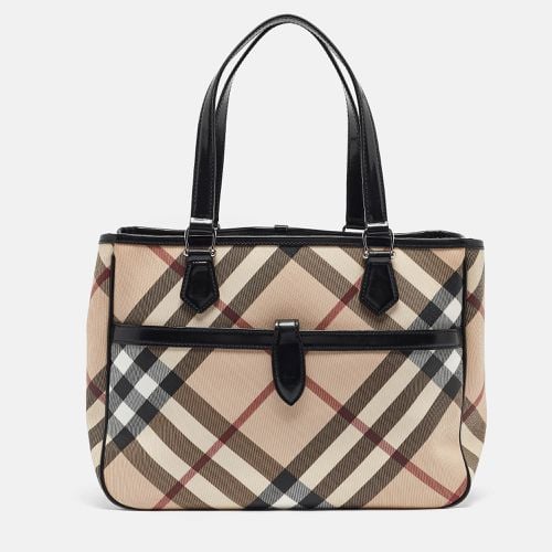 Burberry Black/Beige Super Nova Check Vinyl and Patent Leather Tote - Burberry - Modalova