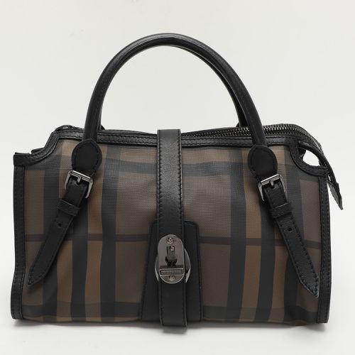 Burberry Black Smoked Check PVC and Leather Chain Lock Bowling Bag - Burberry - Modalova