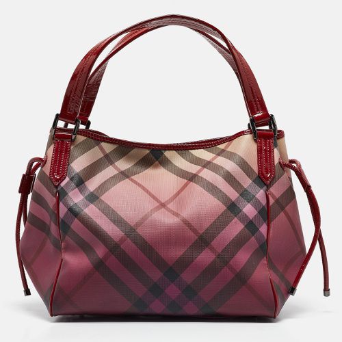 Burberry Burgundy Ombre Supernova Check PVC and Patent Leather Bilmore Tote - Burberry - Modalova