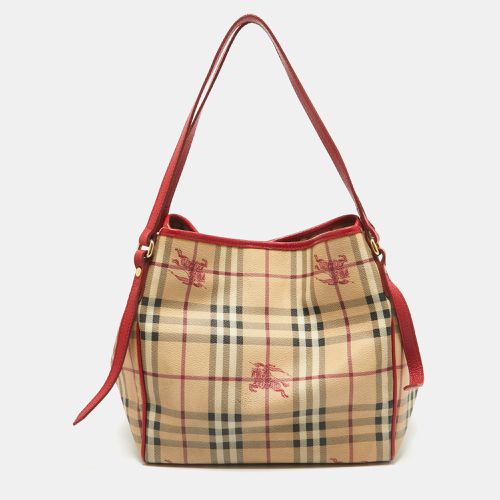 Beige Haymarket Coated Canvas and Leather Canterbury Tote - Burberry - Modalova