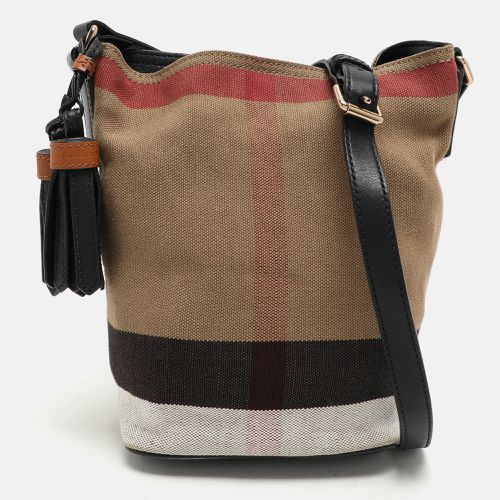 Burberry Beige/Black House Check Canvas and Leather Ashby Bucket Bag - Burberry - Modalova