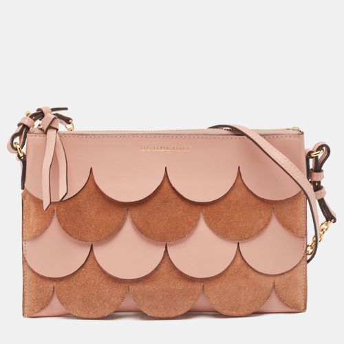 Burberry Pink Leather and Suede Peyton Scalloped Crossbody Bag - Burberry - Modalova