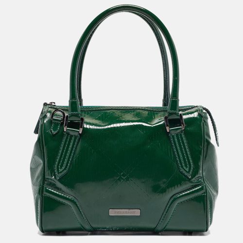 Burberry Green Check Embossed Patent Leather Anford Satchel - Burberry - Modalova