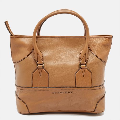 Burberry Brown Leather Top Zip Tote - Burberry - Modalova