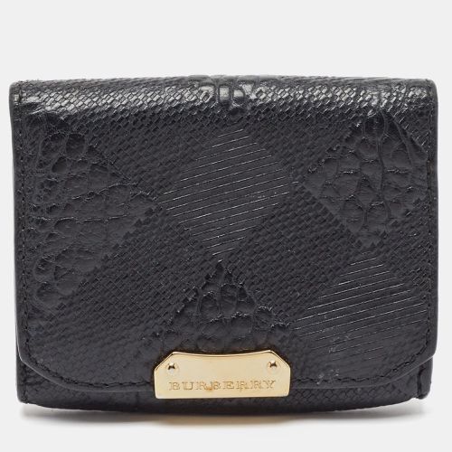 Burberry Black Embossed Check Leather Flap Card Case - Burberry - Modalova