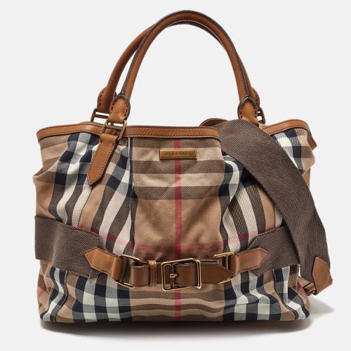 Burberry Beige/Brown House Check Canvas and Leather Aurelia Tote - Burberry - Modalova