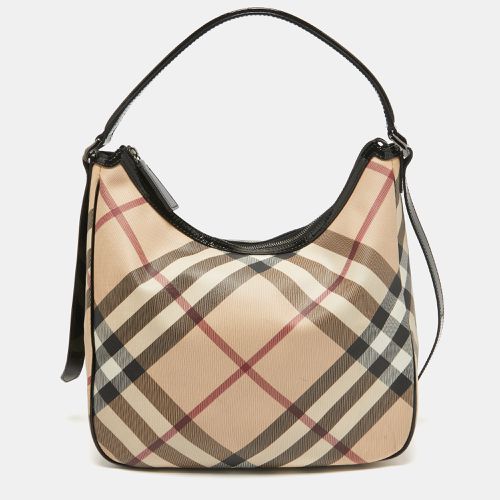 Burberry Black/Beige Nova Check Coated Canvas and Patent Leather Moore Hobo - Burberry - Modalova