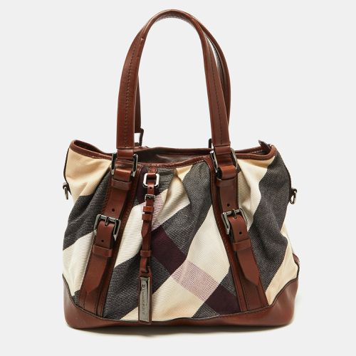 Mega Check Canvas and Leather Lowry Tote - Burberry - Modalova