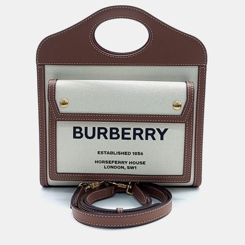 Burberry Beige Brown Canvas and Leather pocket mini bag - Burberry - Modalova