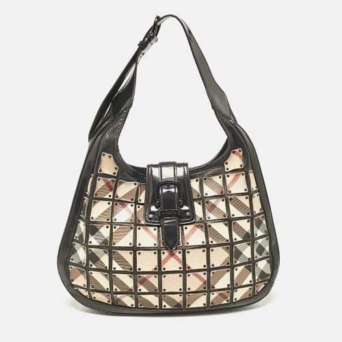 Beige Nova Check Canvas and Leather Studded Brooke Warrior Hobo - Burberry - Modalova