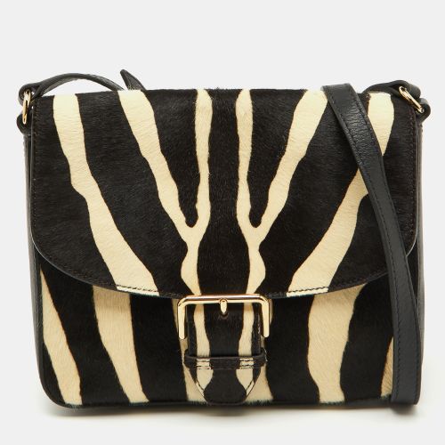 Cream Zebra Print Calf Hair Buckle Crossbody Bag - Burberry - Modalova